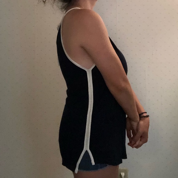 Long Navy Blue Tank Top - Picture 3 of 5